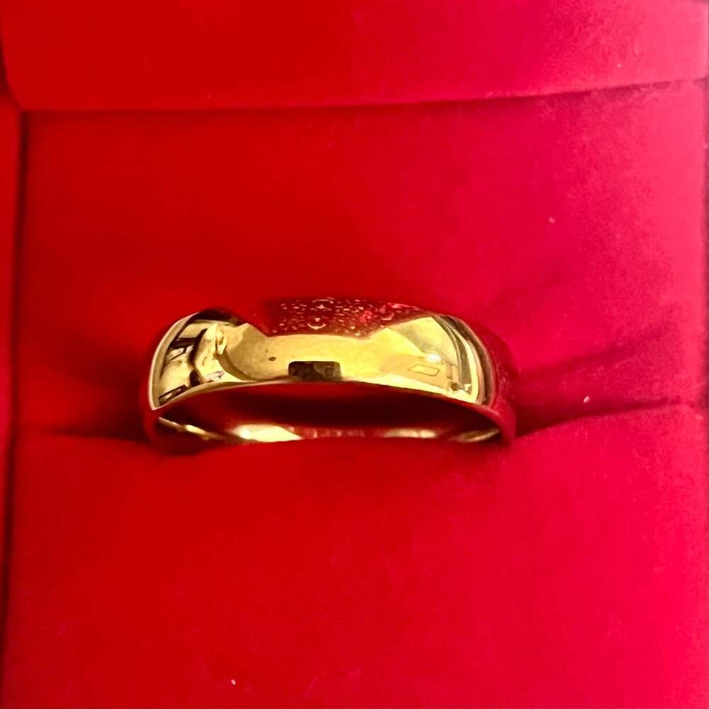 Classic Gold Plated Titanium Steel 6mm Band Ring Size 13